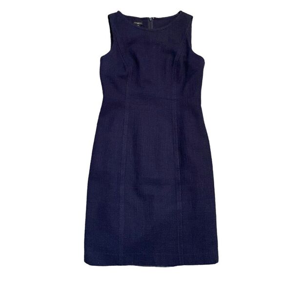Talbots Petite Academia Blue Tweed Sheath Business Casual Sleeveless Midi Dress - Picture 1 of 6